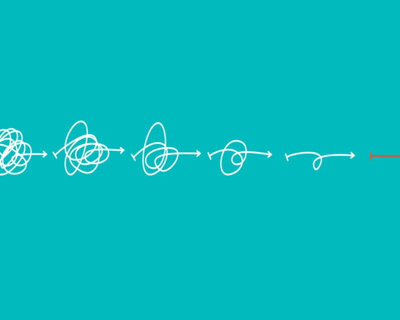 Complex scribbles turning into a simple line