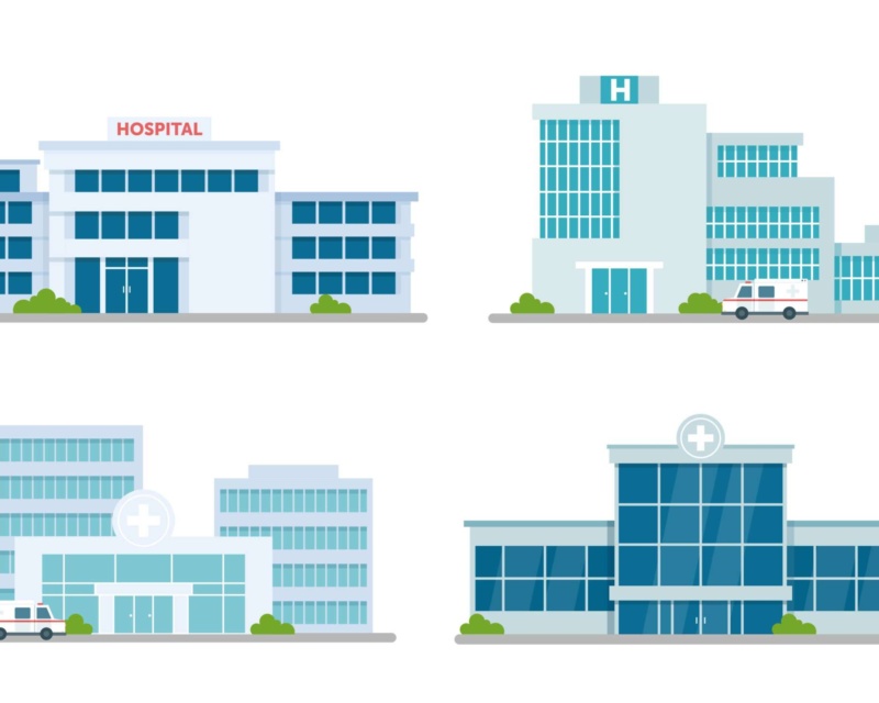 Four different types of hospital building
