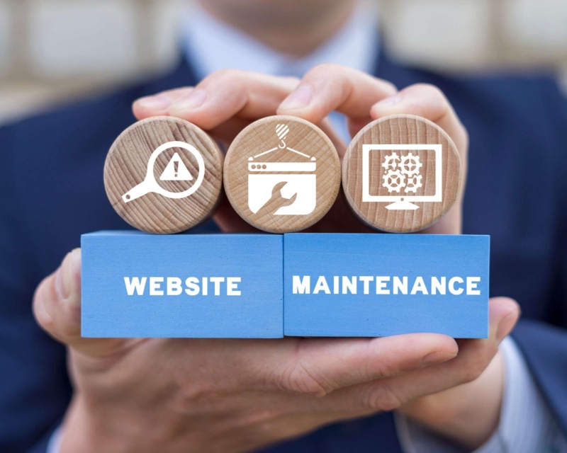 Three graphic images showing different steps to build your website