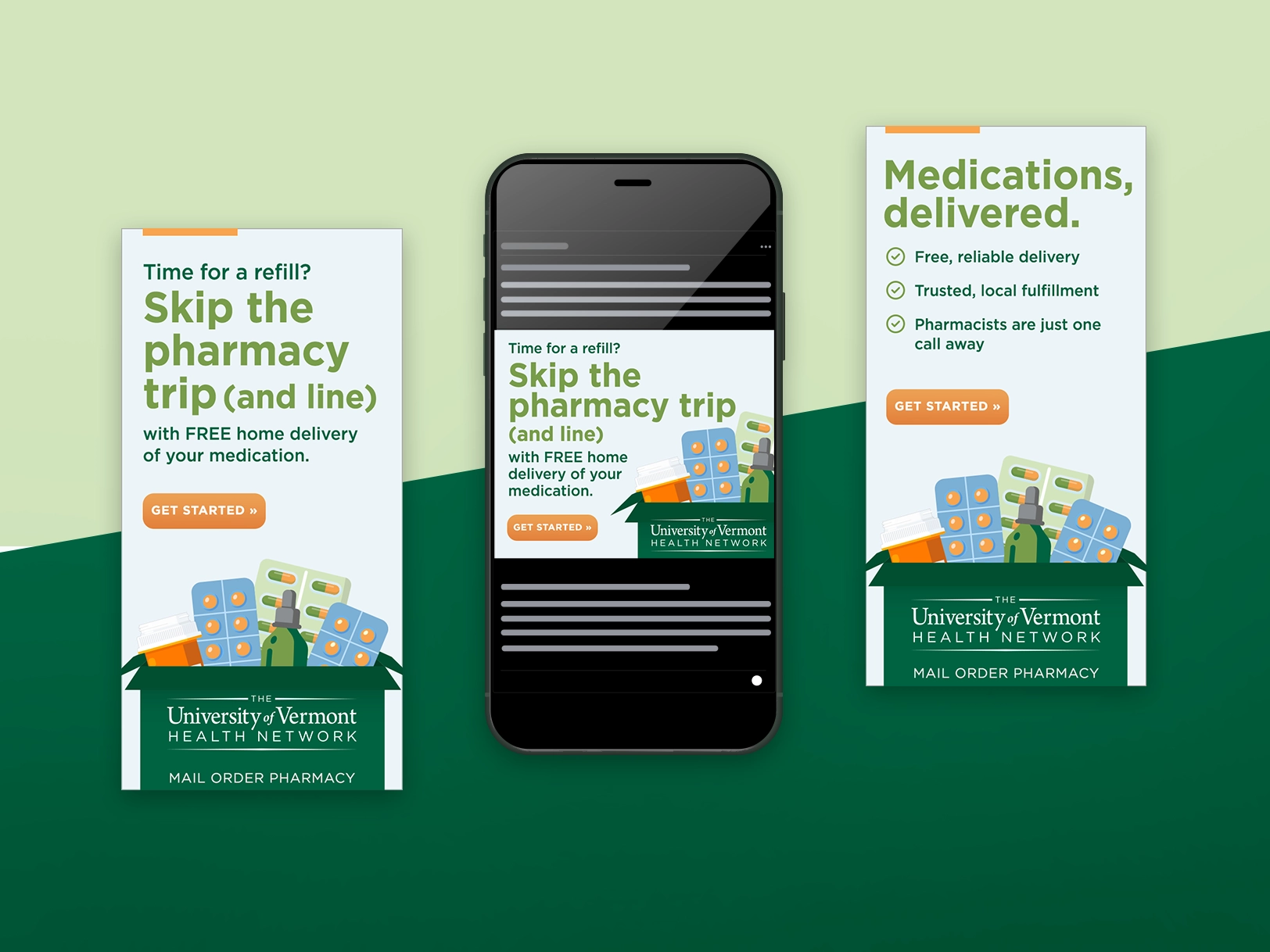 3 advertisements for mail order photography displayed on phone