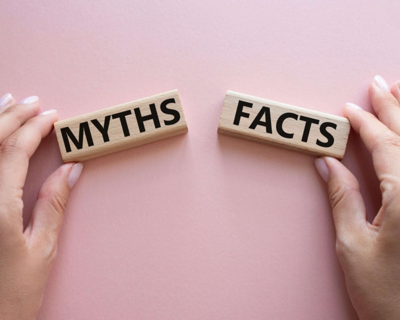 Two blocks one saying myths and the other saying facts