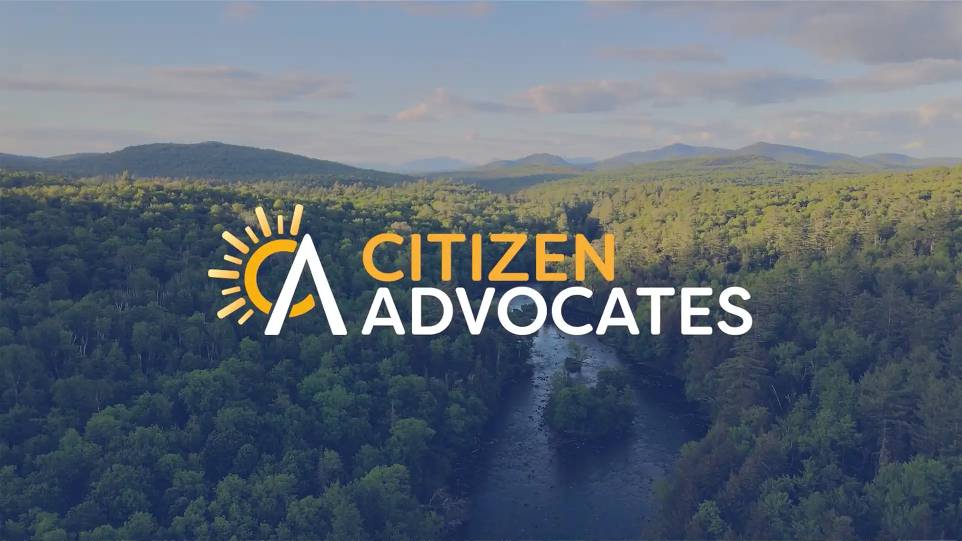 Citizen Advocates logo in front of beautiful Northern New York scenery