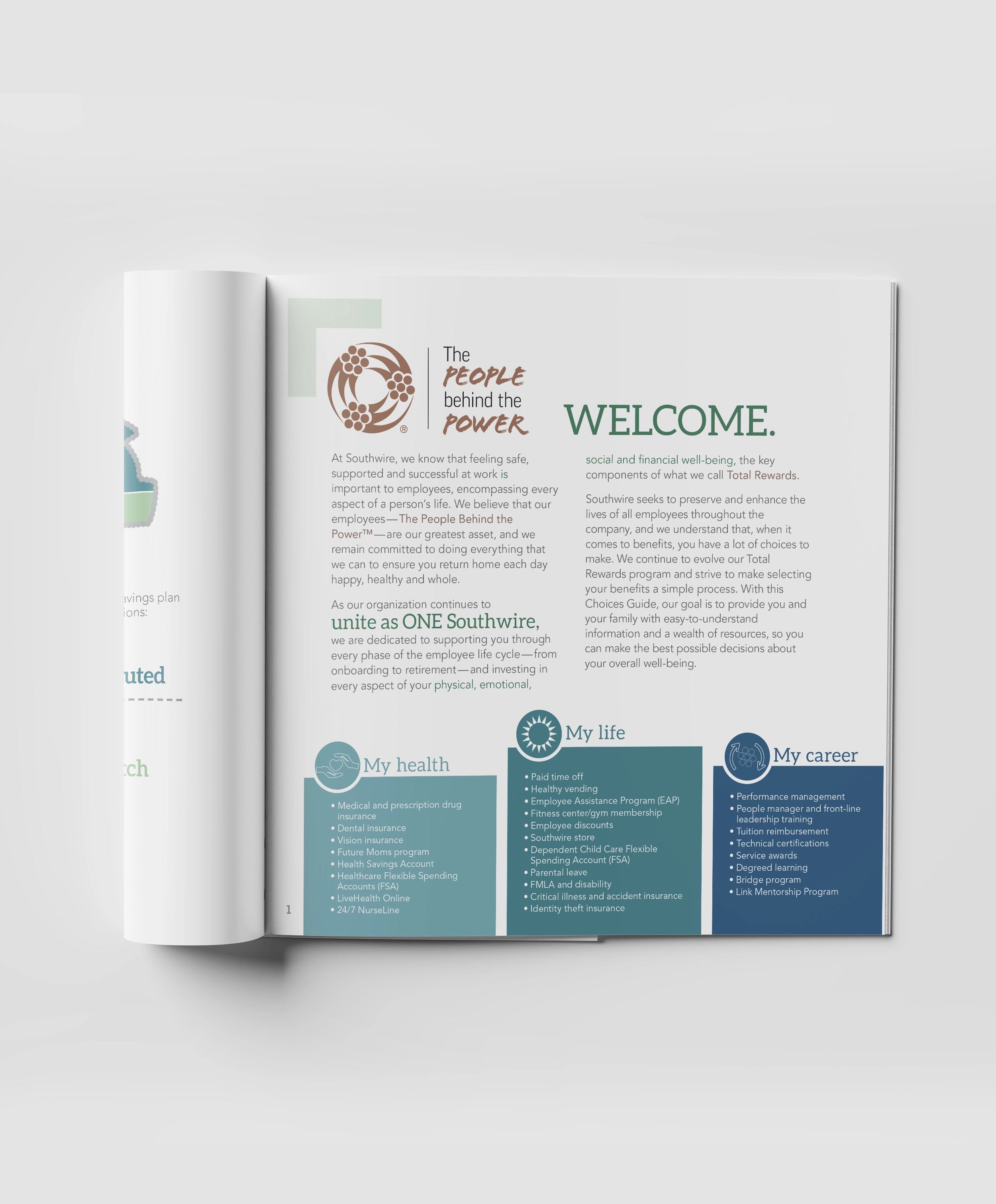 Inside page of Southwire hourly guide explaining employee healthcare benefits