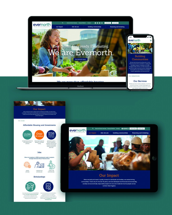Evernorth responsive website displayed on laptop, tablet and phone