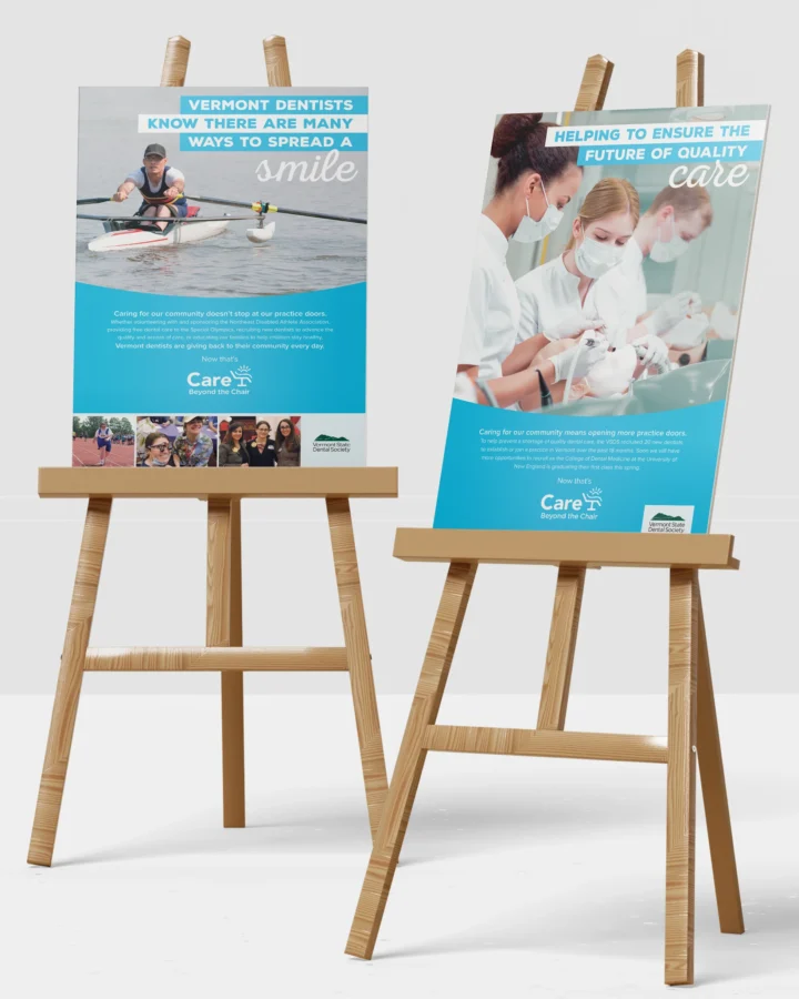 Vermont State Dental Society posters for Care Beyond the Chair campaign