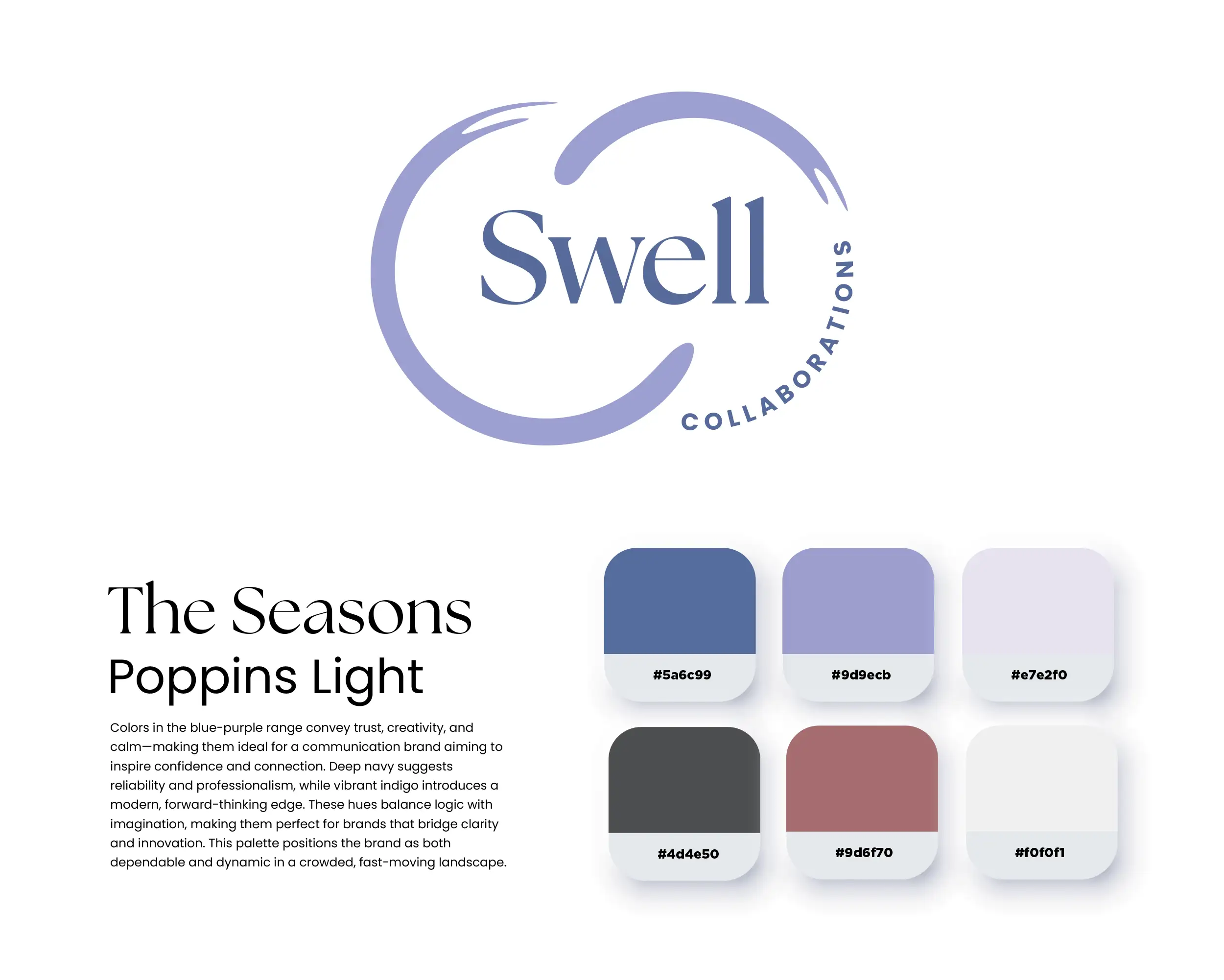 Swell Logo design. Includes shades of purple and grey.