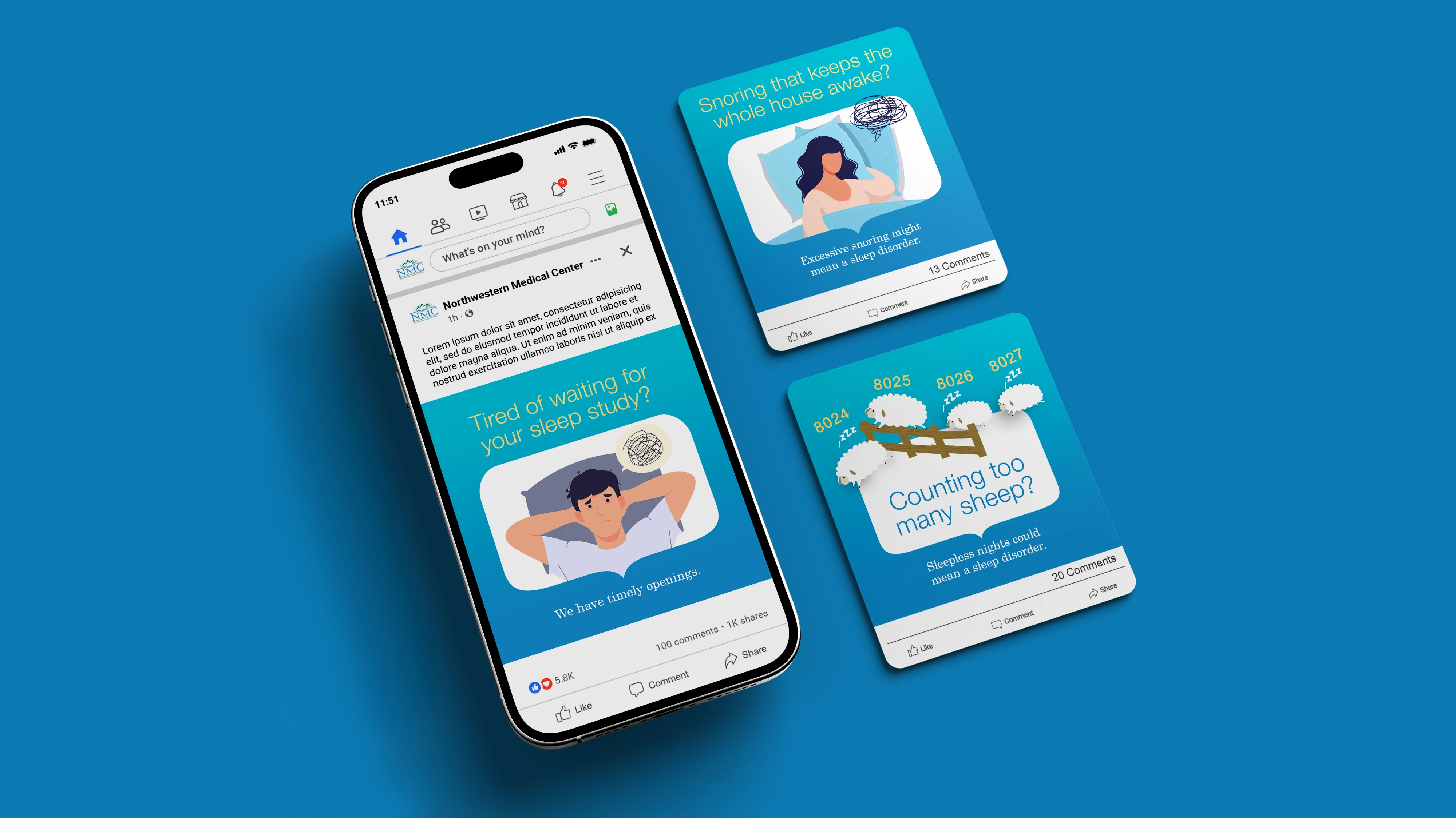 Two NMC sleep center ads on a mobile device