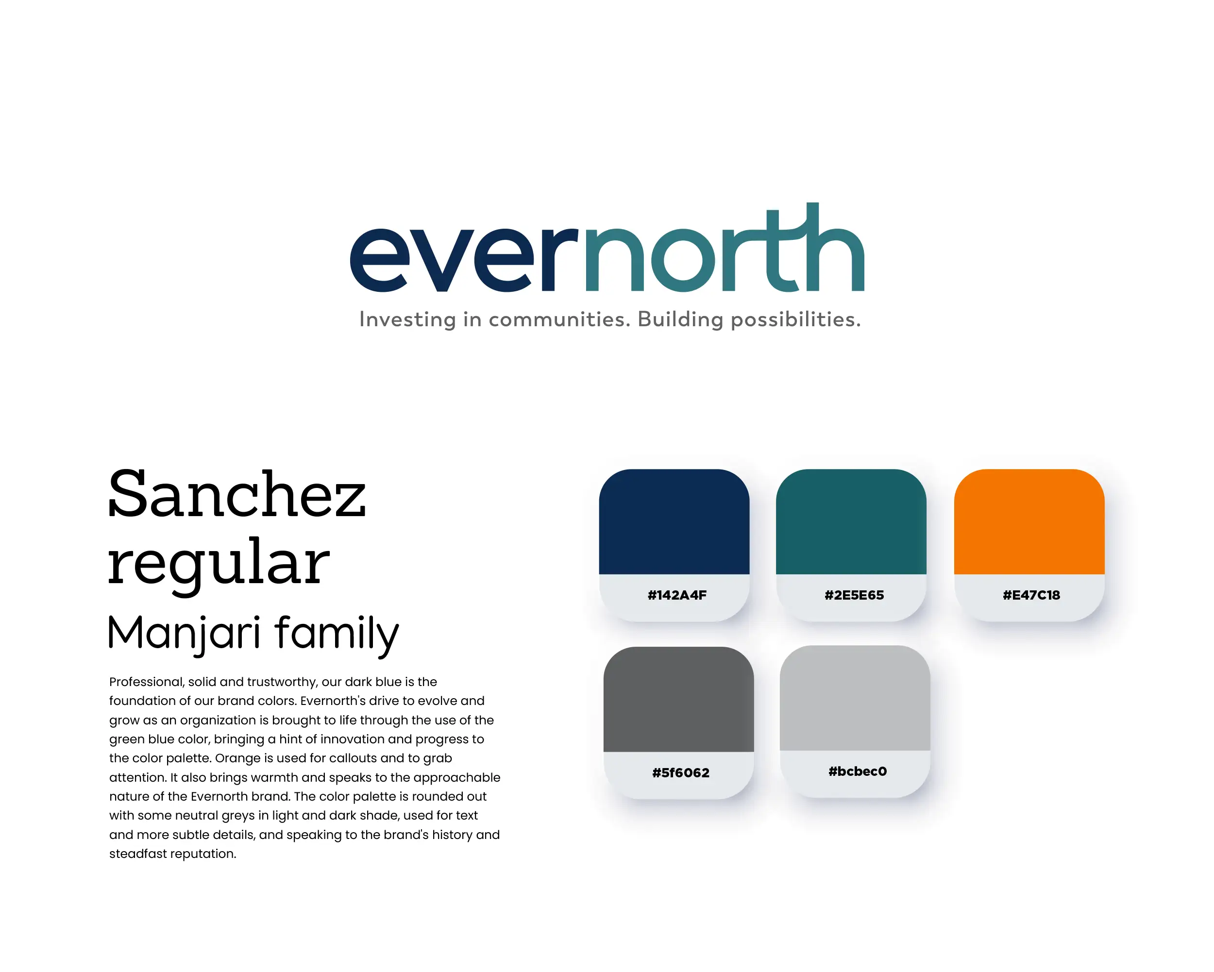 Evernorth logo. Includes orange, and shades of blue and grey.