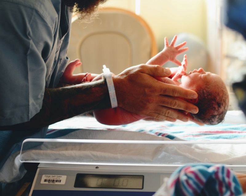 Newborn baby in hospital.